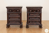 Mahogany Java Cafe Carved Bedside Nightstands Pair (2)