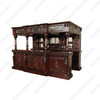 11ft Dark Walnut Gothic Stained Glass Canopy Pub Bar Set
