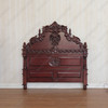 Custom Red Mahogany Gothic Bed w/ Rococo Carving Theme