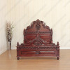 Custom Red Mahogany Gothic Bed w/ Rococo Carving Theme