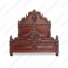 Custom Red Mahogany Gothic Bed w/ Rococo Carving Theme