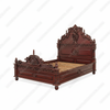 Custom Red Mahogany Gothic Bed w/ Rococo Carving Theme