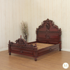 Red Mahogany Gothic Bed w/ Rococo Carvings