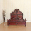 Red Mahogany Gothic Bed w/ Rococo Carvings
