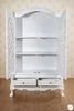 Antique White Rococo Wardrobe Armoire