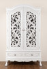 Antique White Rococo Wardrobe Armoire