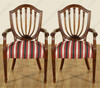 Pair of 2 Mahogany Hepplewhite Shield Back Arm Chairs