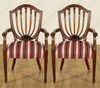 Mahogany Hepplewhite Shield Back Arm Chairs Pair (2)