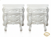 Antiqued White Rococo Nightstands / Bedside Tables Pair (2)