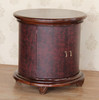 Faux Crocodile Leather Round Nightstand Bedside Tables (2)