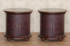 Faux Crocodile Leather Round Nightstand Bedside Tables (2)