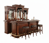 9ft Solid Mahogany Home Pub Bar w Mirrored Back & Brass Rails