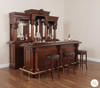 9ft Solid Mahogany Home Pub Bar w Mirrored Back & Brass Rails