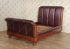 Mahogany Faux Leather Queen Size Sleigh Bed - B-44-2-H-NC-FL
