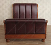 Mahogany Faux Leather Queen Size Sleigh Bed - B-44-2-H-NC-FL