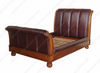 Mahogany Faux Leather Queen Size Sleigh Bed - B-44-2-H-NC-FL