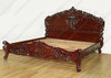 Cherry French Rococo Carved Panel Bed