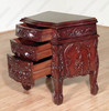 Pair of 2 Cherry Rococo 3 Drawer Nightstands / Bedside Tables / Chests