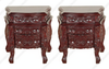 Pair of 2 Cherry Rococo 3 Drawer Nightstands / Bedside Tables / Chests