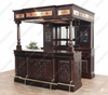 7ft Dark Mahogany Canopy Pub Bar w/ Stained Glass
