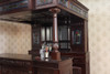 7ft Dark Mahogany Canopy Pub Bar w/ Stained Glass