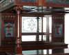7ft Dark Mahogany Canopy Pub Bar w/ Stained Glass