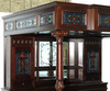 7ft Dark Mahogany Canopy Pub Bar w/ Stained Glass