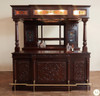 7ft Dark Mahogany Canopy Pub Bar w/ Stained Glass