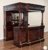 7ft Dark Mahogany Canopy Pub Bar w/ Stained Glass