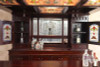 7ft Dark Mahogany Canopy Pub Bar w/ Stained Glass