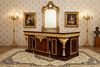 French Empire Mappa Burl Inlay & Gold Executive Office Desk