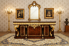 French Empire Mappa Burl Inlay & Gold Executive Office Desk