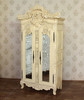 Antique Cream French Rococo Ornate Cabinet w/ Mirrors