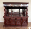 8.5ft Solid Mahogany Leaded Stained Glass Lion Carved Canopy Bar