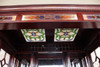 8.5ft Solid Mahogany Leaded Stained Glass Lion Carved Canopy Bar