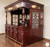 8.5ft Solid Mahogany Leaded Stained Glass Lion Carved Canopy Bar