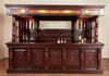 11ft Dark Mahogany Canopy Pub Bar w/ Lead Stained Glass Doors