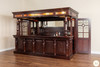 11ft Dark Mahogany Canopy Pub Bar w/ Lead Stained Glass Doors