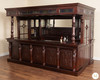11ft Dark Mahogany Canopy Pub Bar w/ Lead Stained Glass Doors