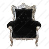 Rococo Silver Leaf & Black Velvet Upholstered Lounge Chair