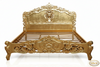 Gold Leaf French Rococo Carved Panel Bed