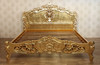 Gold Leaf French Rococo Carved Panel Bed