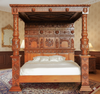 King James Light Walnut Gothic Ornate Four Post Canopy Bed