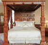 King James Light Walnut Gothic Ornate Four Post Canopy Bed