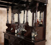 6.5ft Dark Mahogany Traditional Canopy Pub Bar w/ Brass Rails