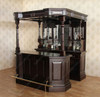 6.5ft Dark Mahogany Traditional Canopy Pub Bar w/ Brass Rails