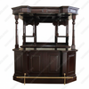 6.5ft Dark Mahogany Traditional Canopy Pub Bar w/ Brass Rails