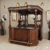 6.5ft Solid Mahogany Traditional Canopy Home Pub Bar w/ Brass Rails