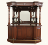6.5ft Solid Mahogany Traditional Canopy Home Pub Bar w/ Brass Rails