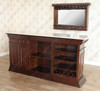 7Ft Mahogany Home Pub Bar w/ Marbletop & Wall Mirror